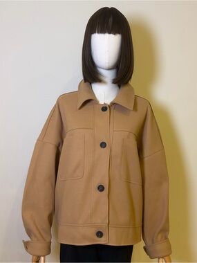 NWT Very J Beige Oversized Shacket Jacket Size L